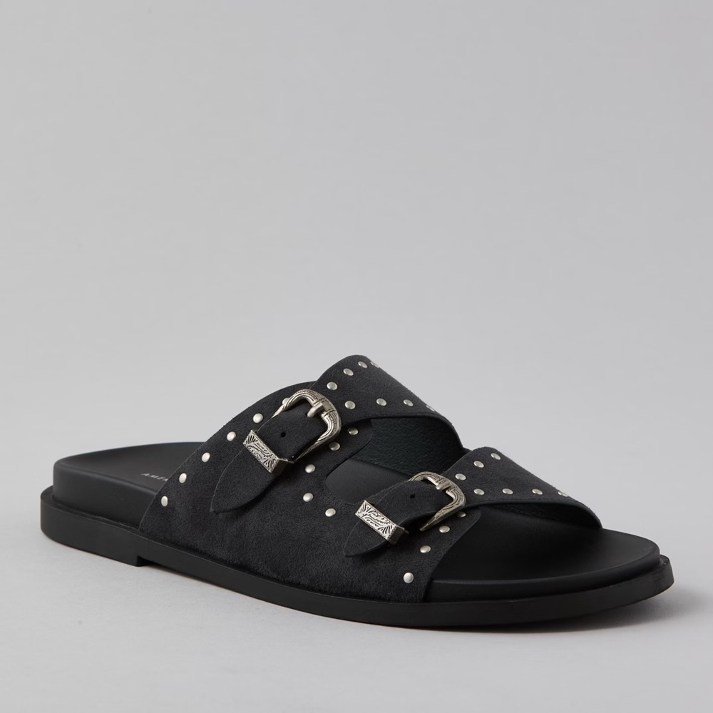 AMERICAN EAGLE OUTFITTERS AE Studded Began Suede Western Sandals Slides
